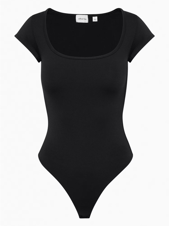Aritzia Tops - Aritzia Wilfred Black Theodora Bodysuit, Short Sleeve Square neck, Size XS